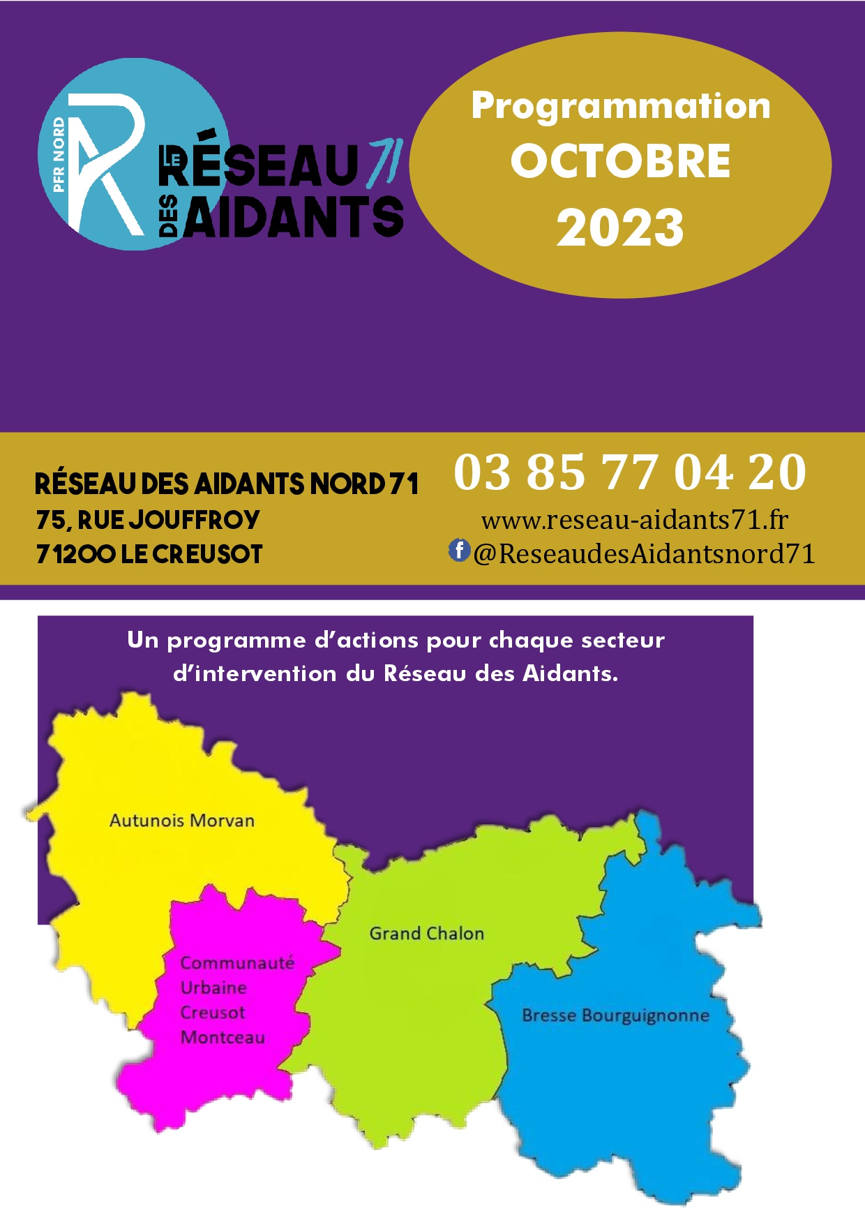 programme actions Réseau des aidants Nord 71 octobre 2023